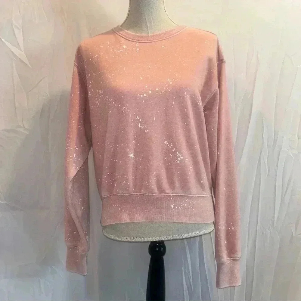 Six Fifty Cropped Distressed Pink Sweatshirt